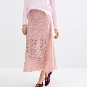 Pink romantic lace midi skirt made in Italy NWT